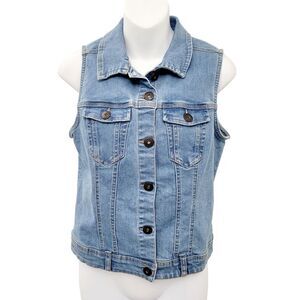2/$20 Trendsetter Denim Jeans Vest Button Down Jacket Size: M